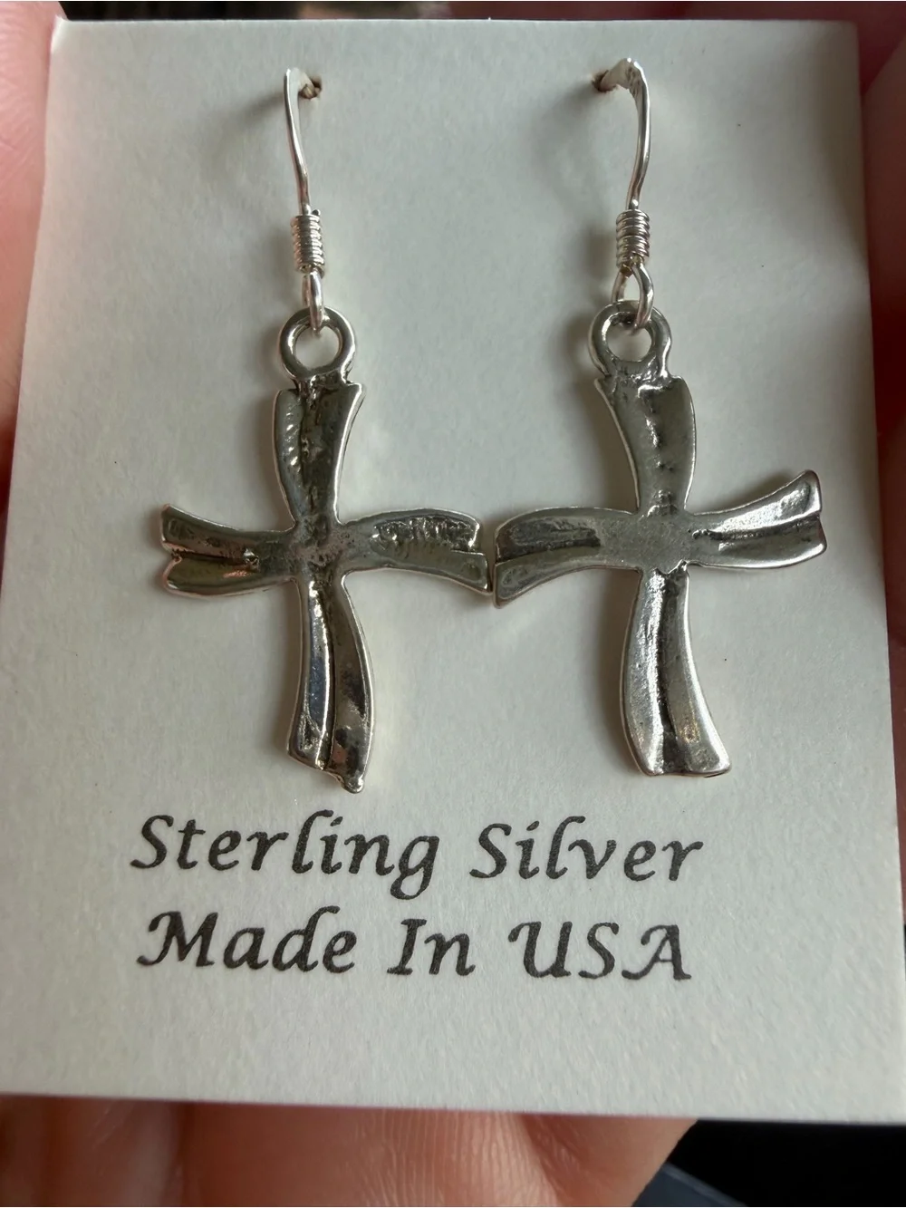Sterling Silver Cross Dangle Earrings - Silver